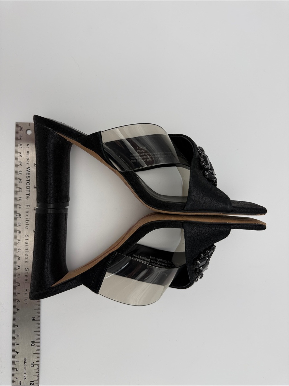 Karl Lagerfeld Black Jewel-Embellished Clear Band Mule - Picture 5 of 7